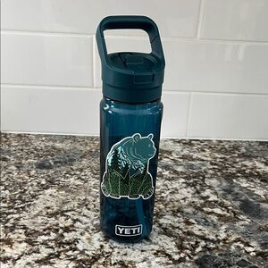 YETI Teal Bottle with Bear Graphic